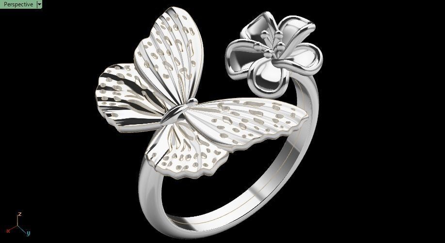 butterfly ring 3D print model_8