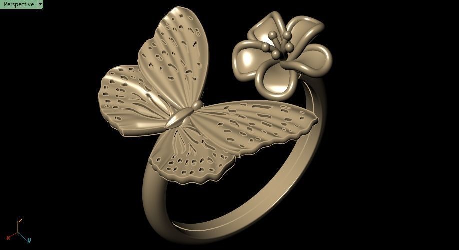 butterfly ring 3D print model_6