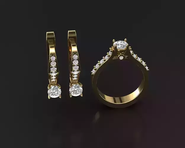 ring and earings set  with briliant 