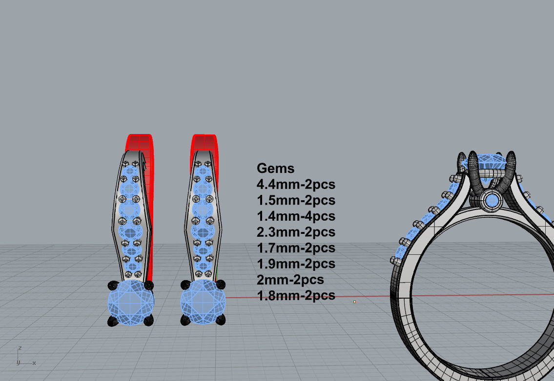 ring and earings set  with briliant  3D print model_2