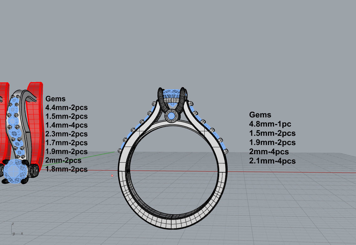 ring and earings set  with briliant  3D print model_1