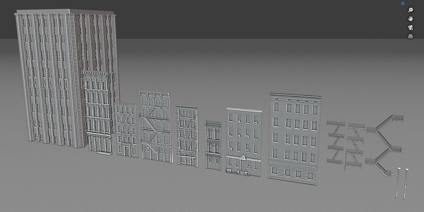 New York Background Buildings Pack Low-poly 3D model_10
