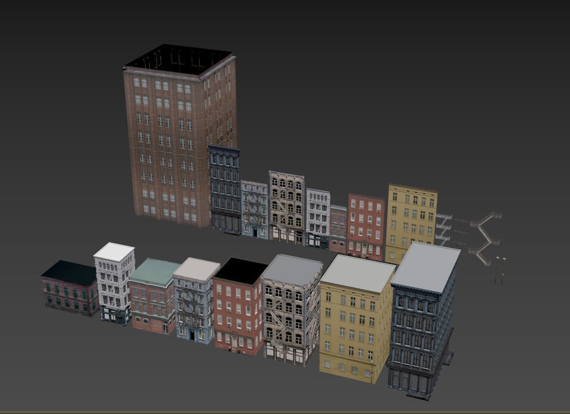 New York Background Buildings Pack Low-poly 3D model_19