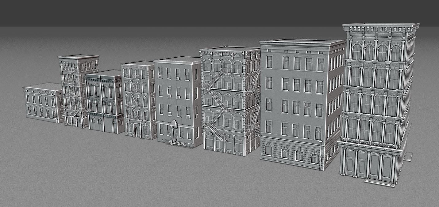 New York Background Buildings Pack Low-poly 3D model_9