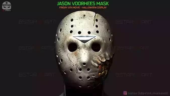 Jason Voorhees Mask  - Horror Halloween - Friday 13th Movie 1988 3D print model