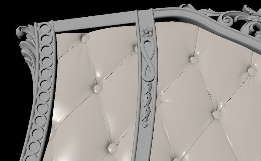 bed headboard 3D model_2