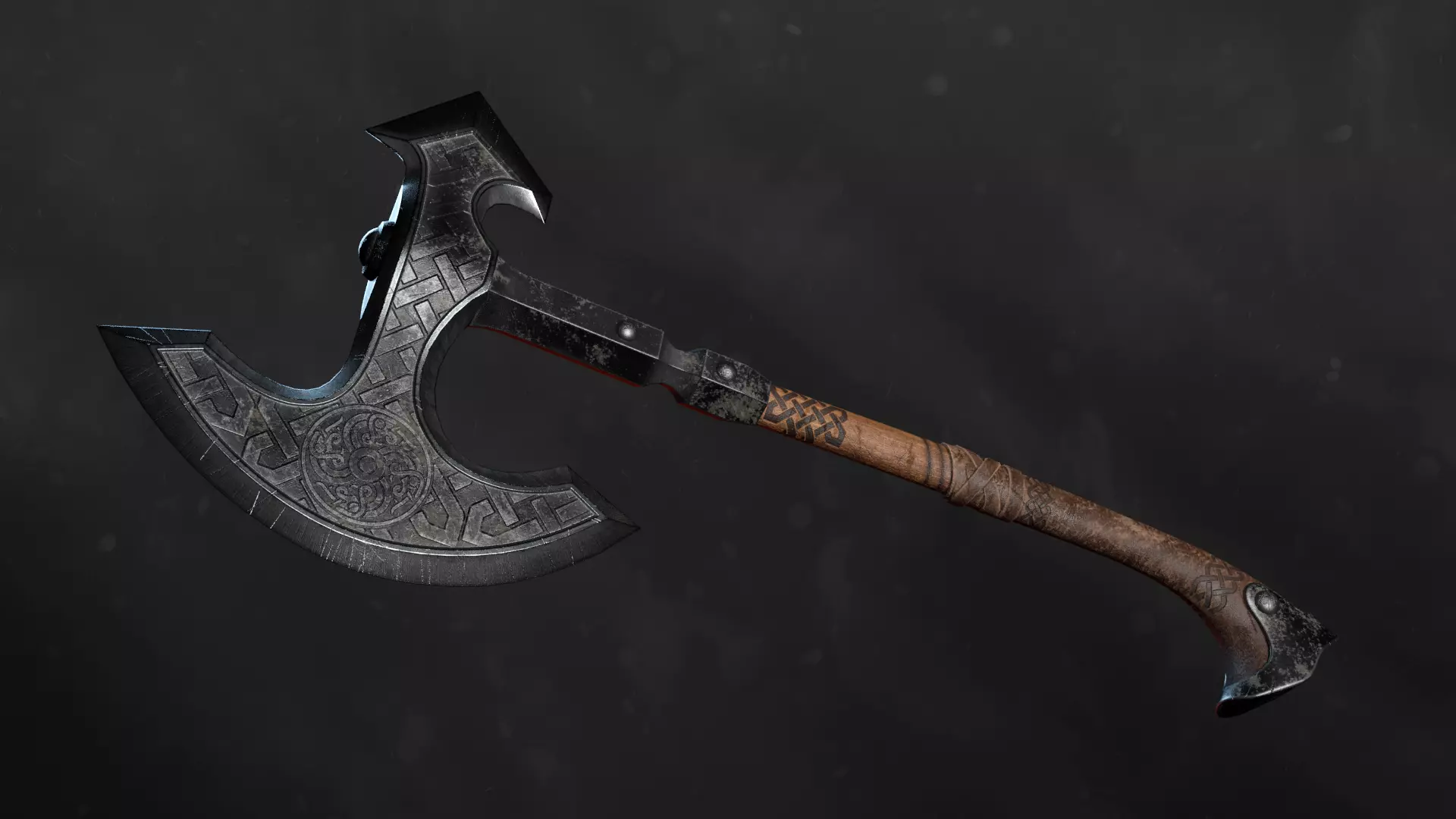 One handed Axe Low-poly 3D model_0