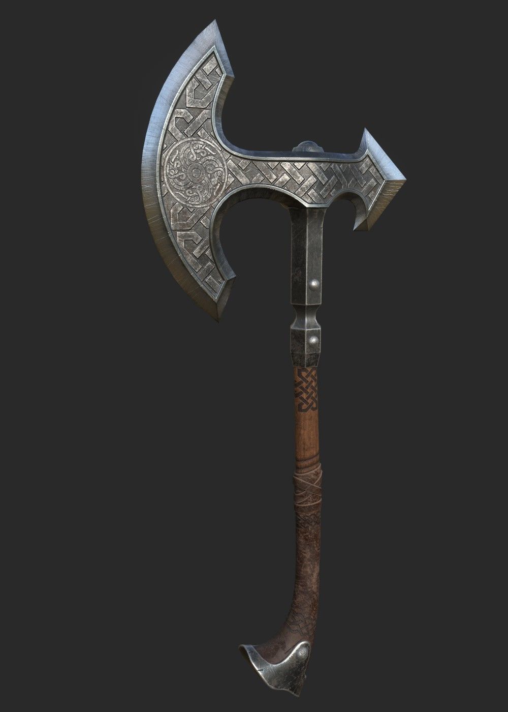 One handed Axe Low-poly 3D model_2