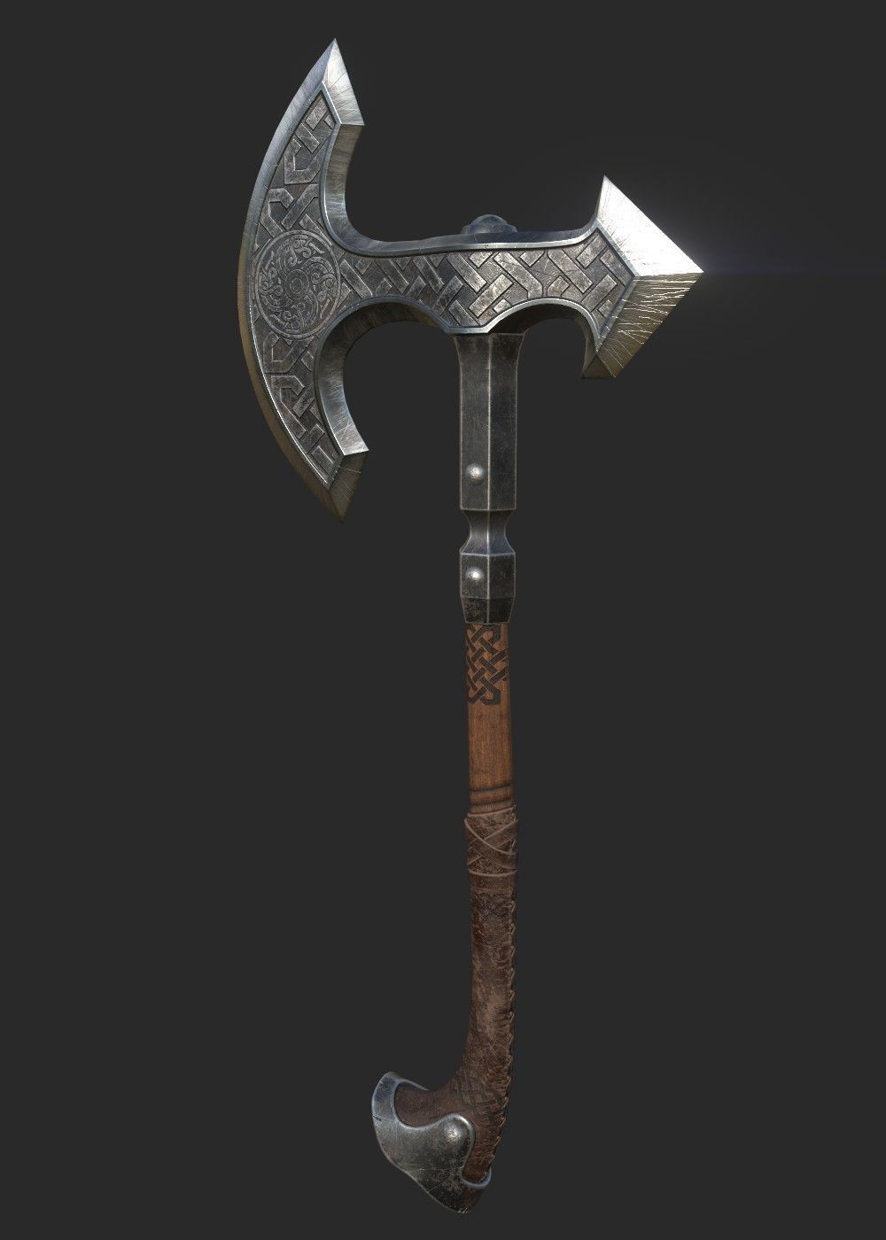 One handed Axe Low-poly 3D model_1