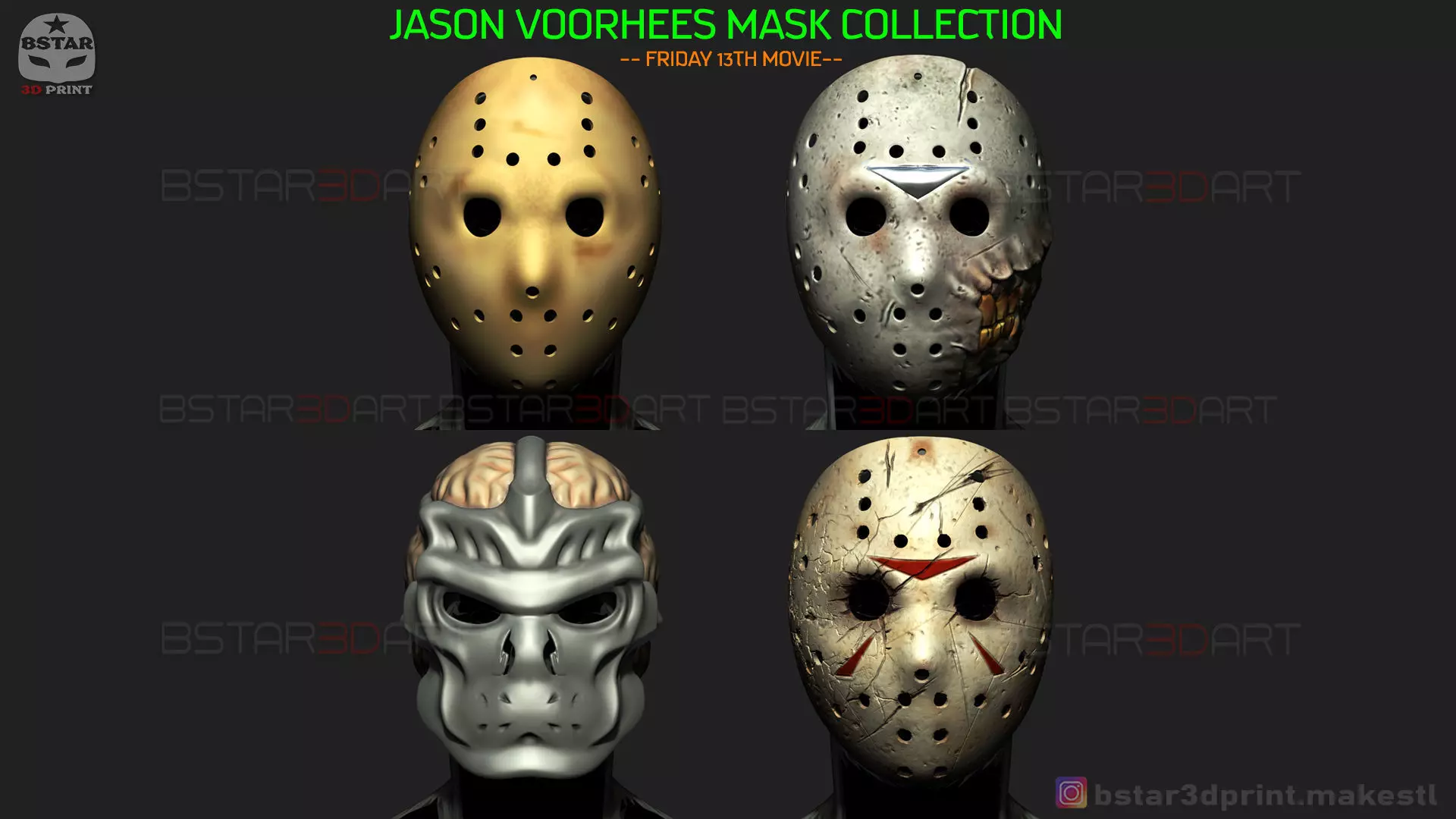 Jason Voorhees Masks - Friday 13th movie - Halloween Cosplay 3D Model Collection_0