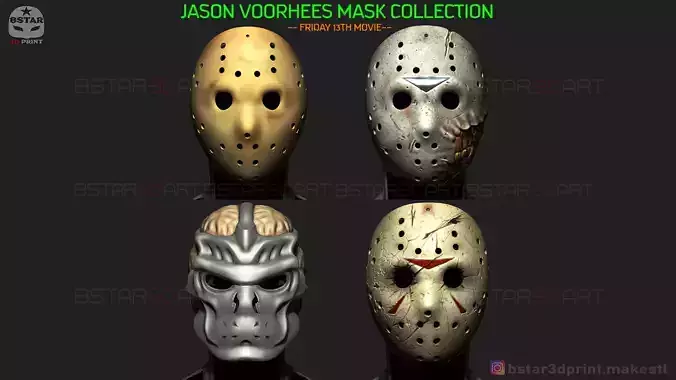 Jason Voorhees Masks - Friday 13th movie - Halloween Cosplay 3D Model Collection