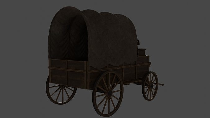Medieval Wooden Old Cart 3D model 7