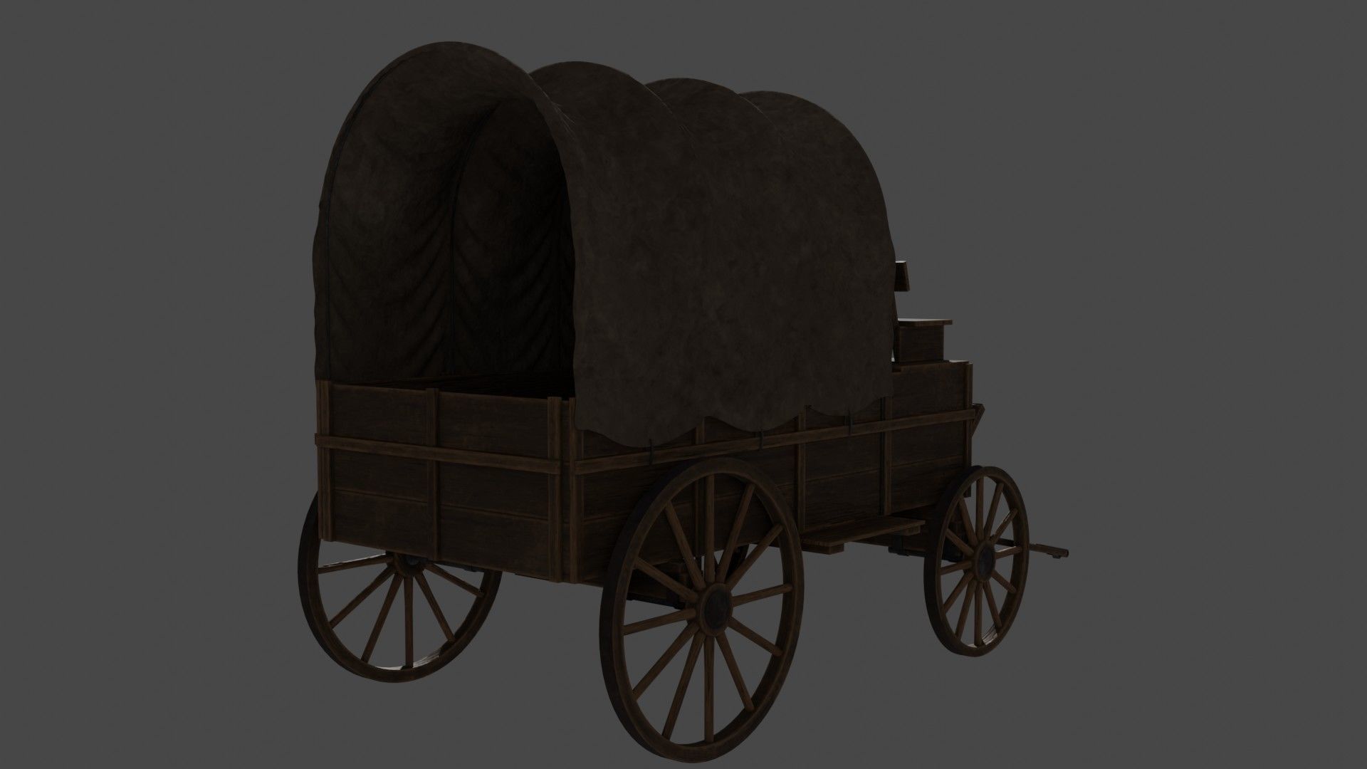 Medieval Wooden Old Cart 3D model_6
