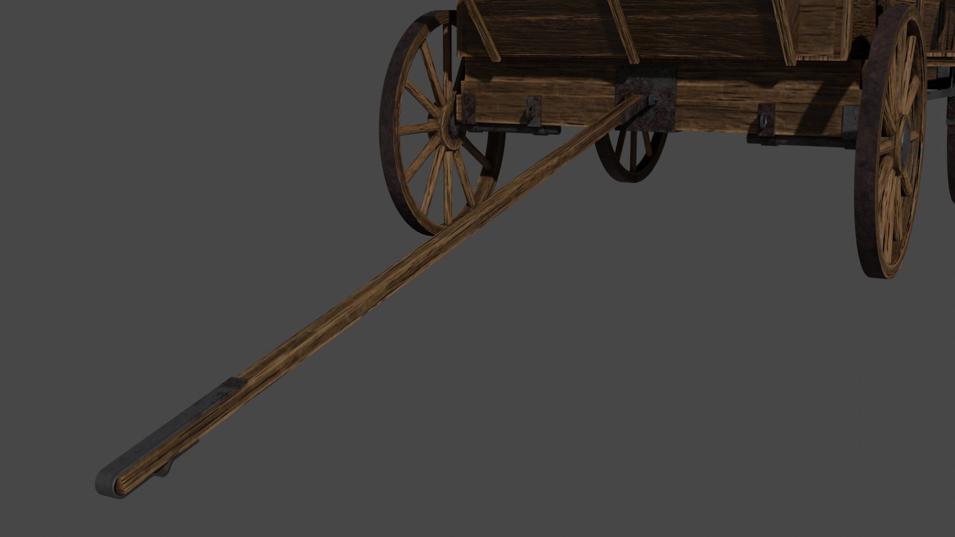 Medieval Wooden Old Cart 3D model_9