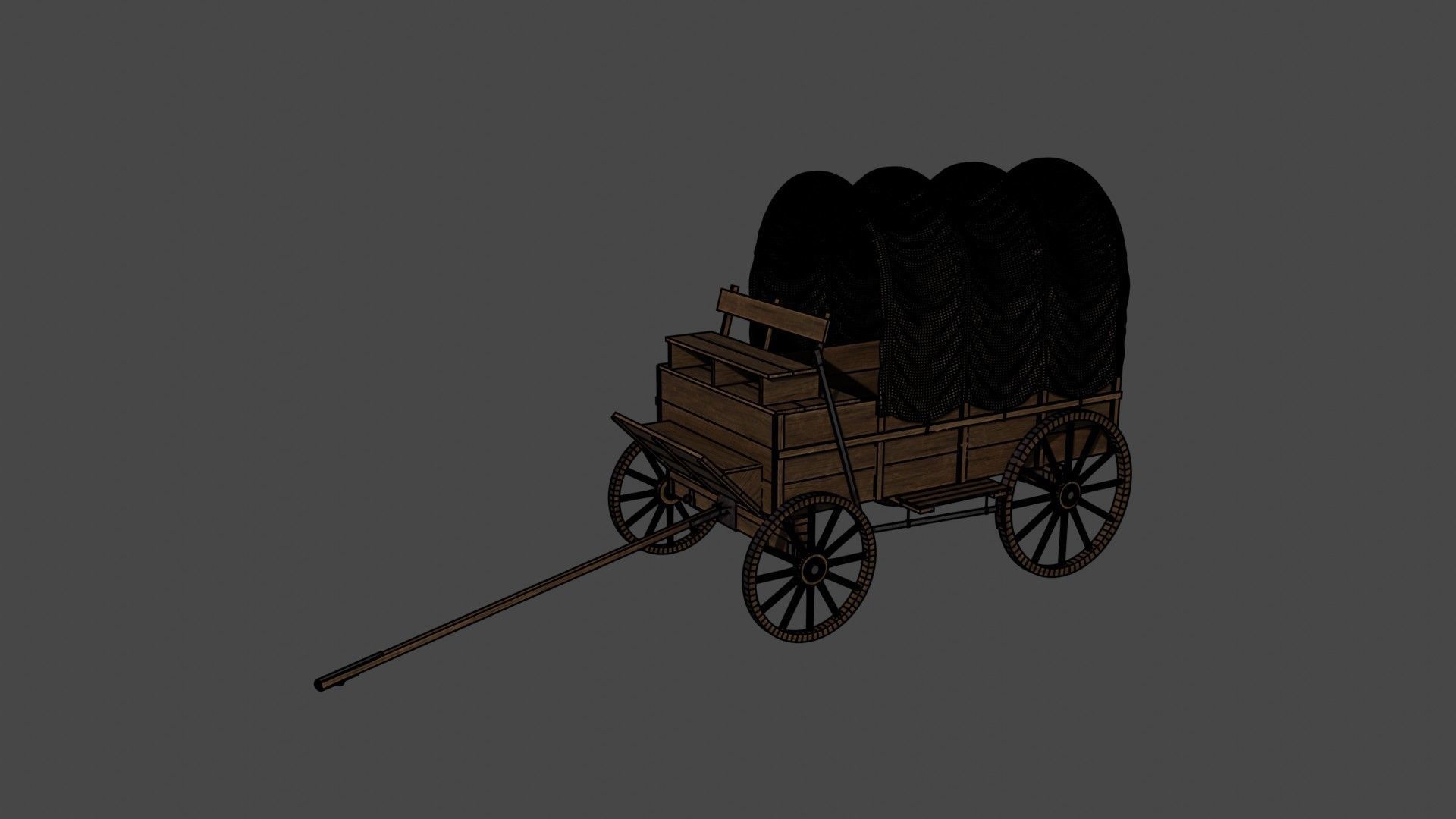 Medieval Wooden Old Cart 3D model_14