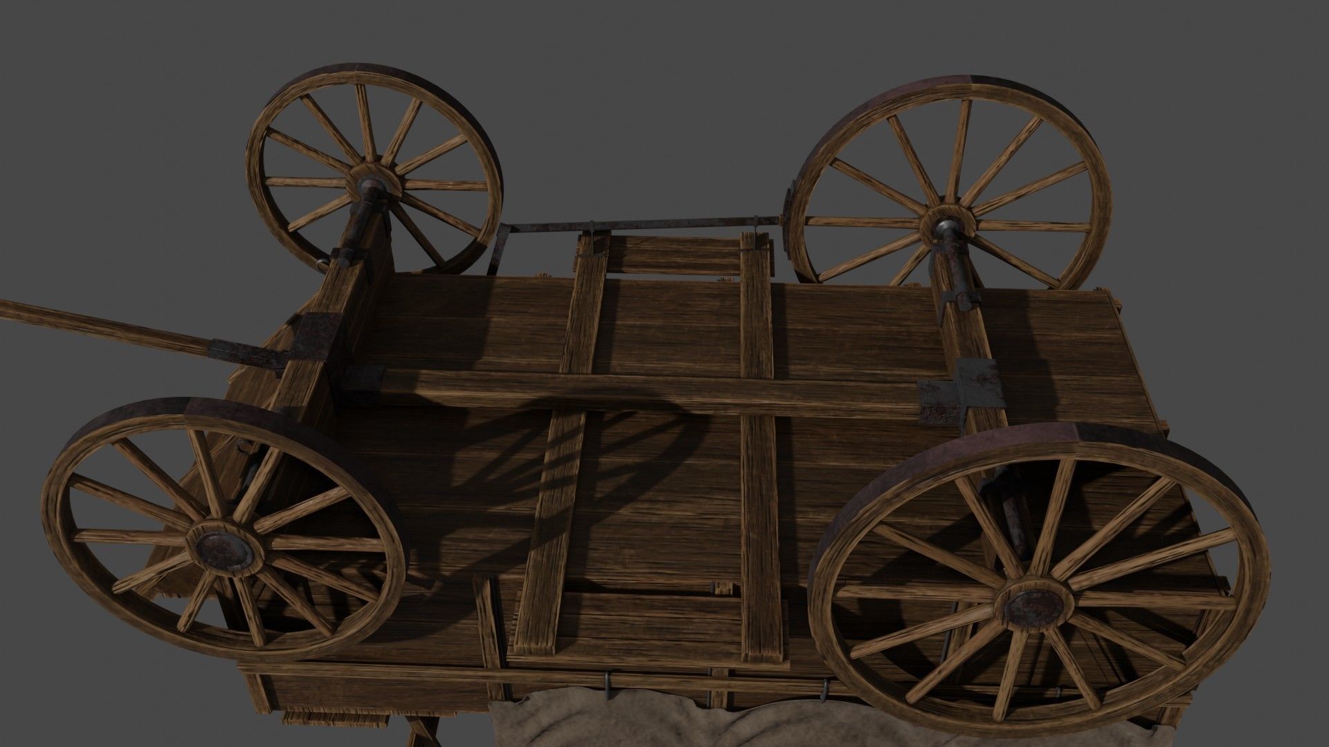 Medieval Wooden Old Cart 3D model_10