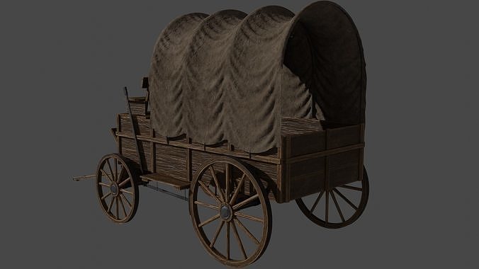 Medieval Wooden Old Cart 3D model 6