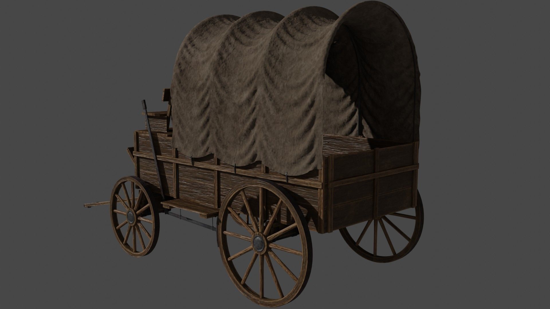Medieval Wooden Old Cart 3D model_5