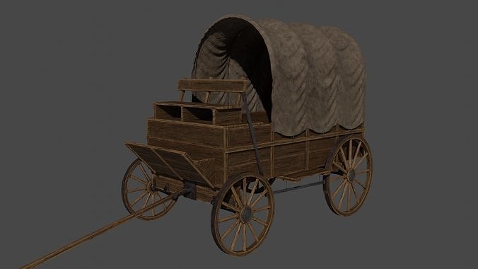 Medieval Wooden Old Cart 3D model 2