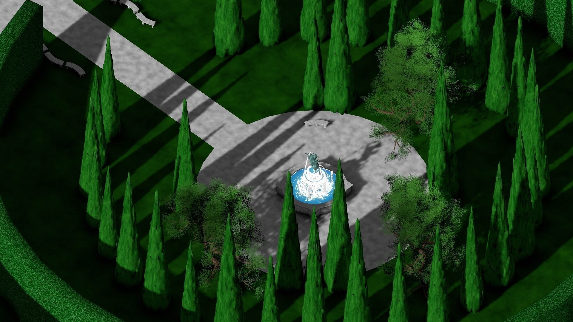 Fountain Garden 3D model_8