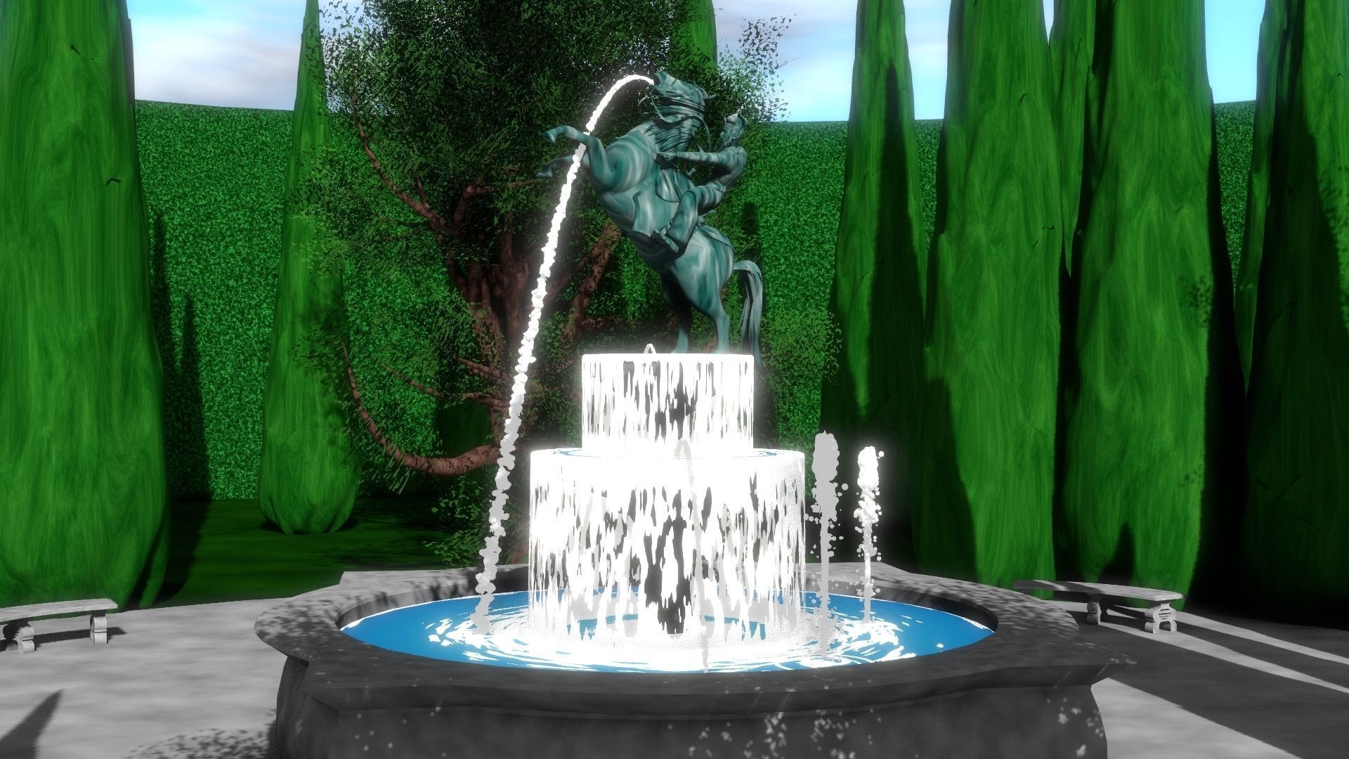 Fountain Garden 3D model_19