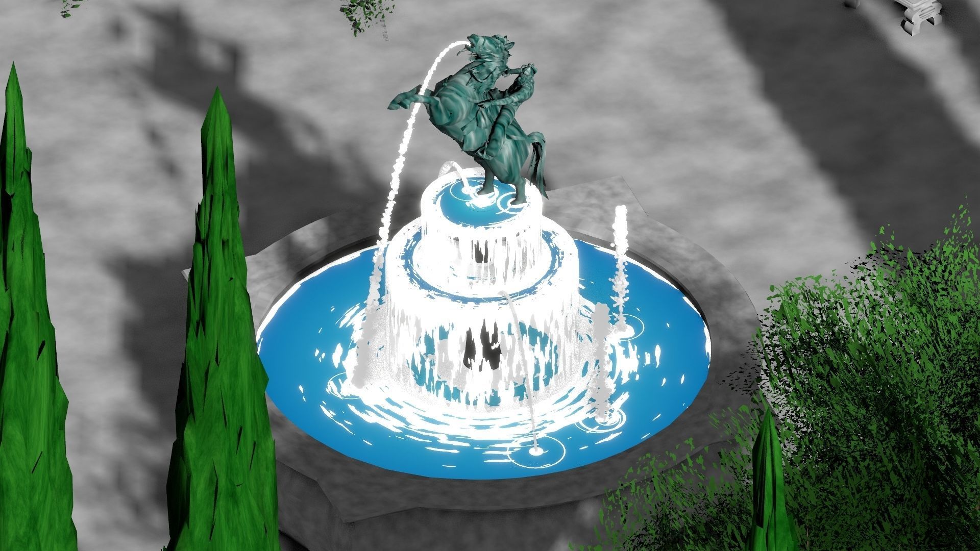 Fountain Garden 3D model_6