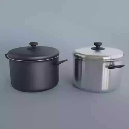 Stockpot stainless steel pot Low-poly 3D model