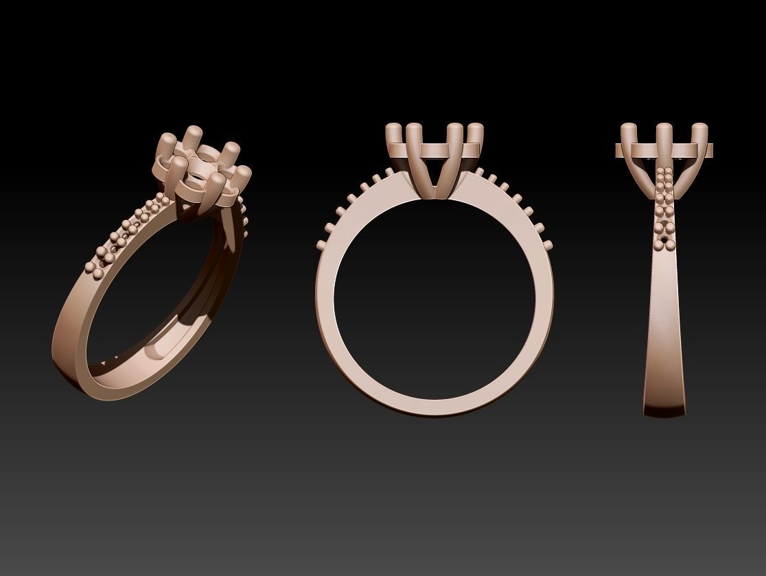 Flower ring with diamonds 3D print model_1
