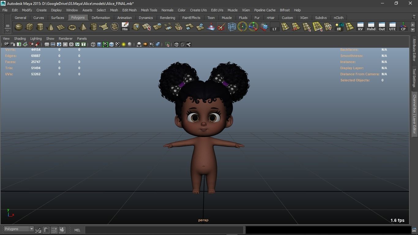 Alice cartoon girl character 3D model_3