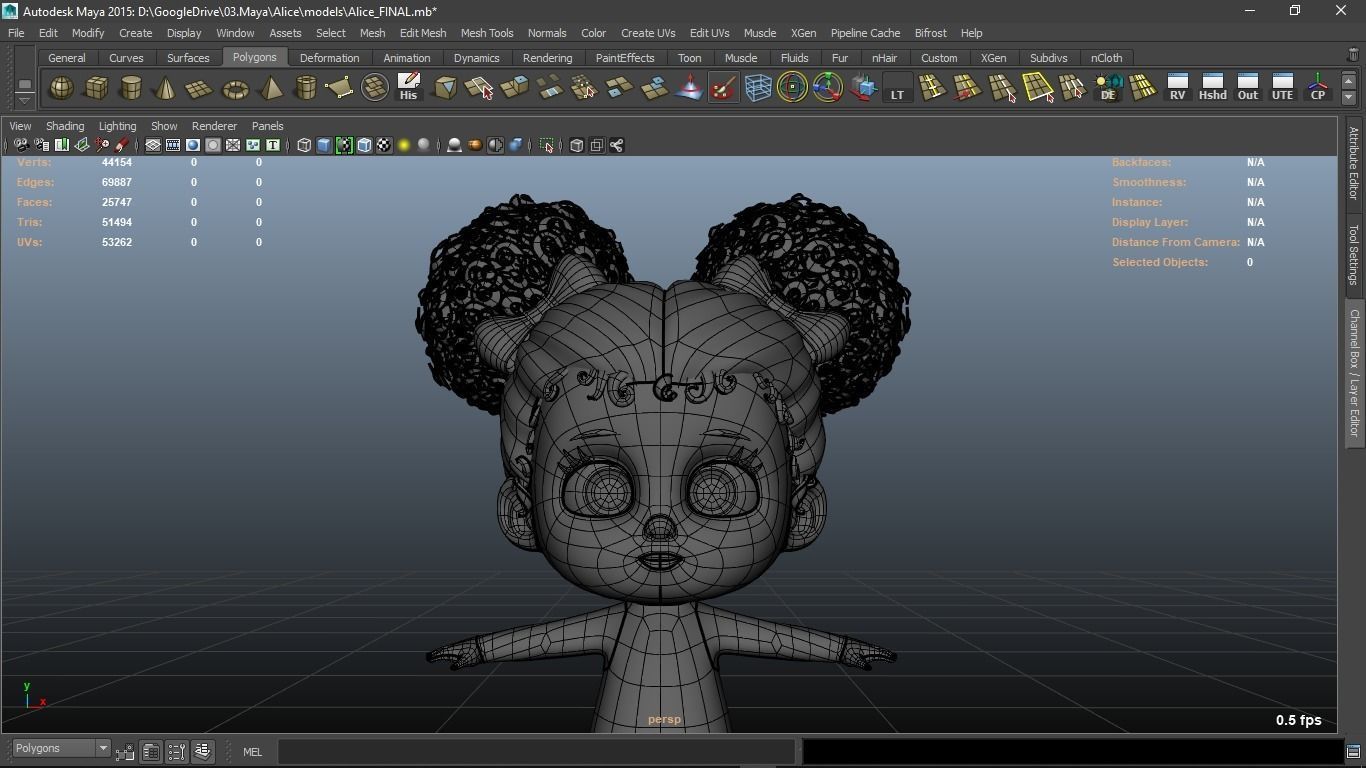 Alice cartoon girl character 3D model_12