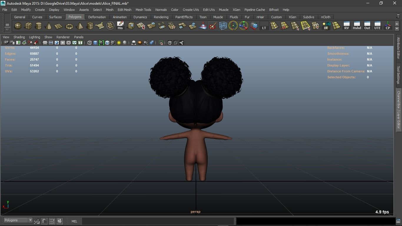 Alice cartoon girl character 3D model_7