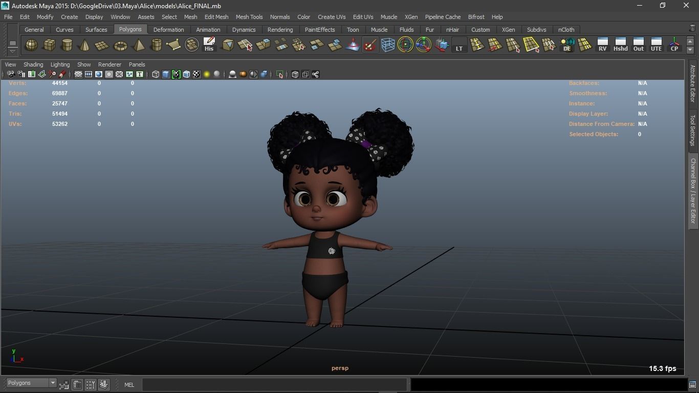 Alice cartoon girl character 3D model_1