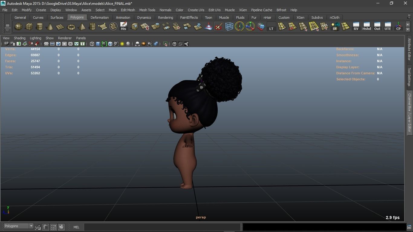 Alice cartoon girl character 3D model_5