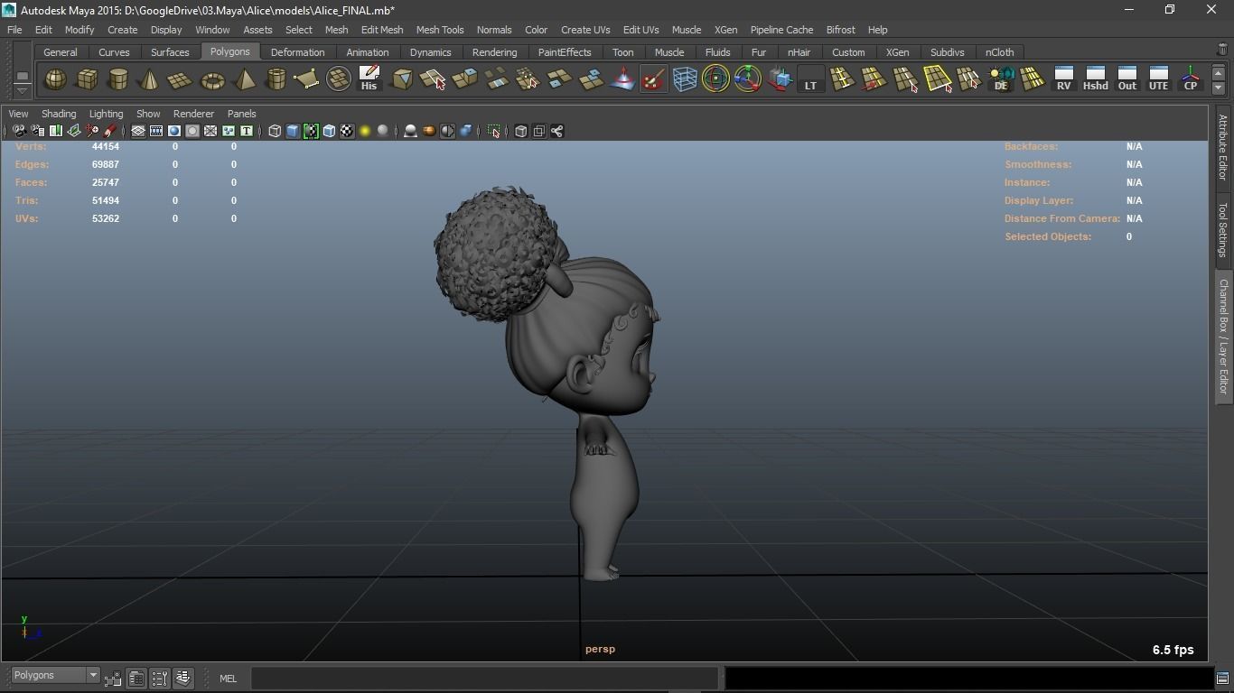 Alice cartoon girl character 3D model_9