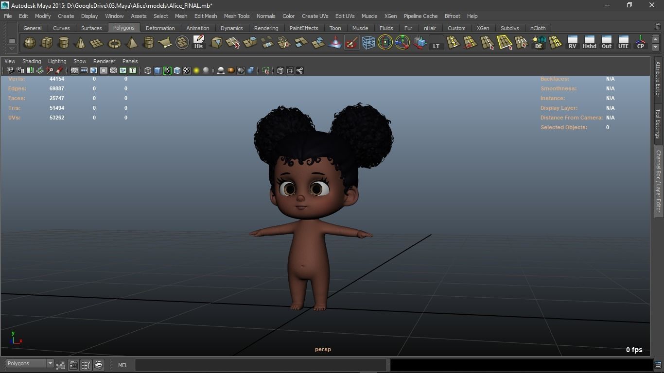 Alice cartoon girl character 3D model_2