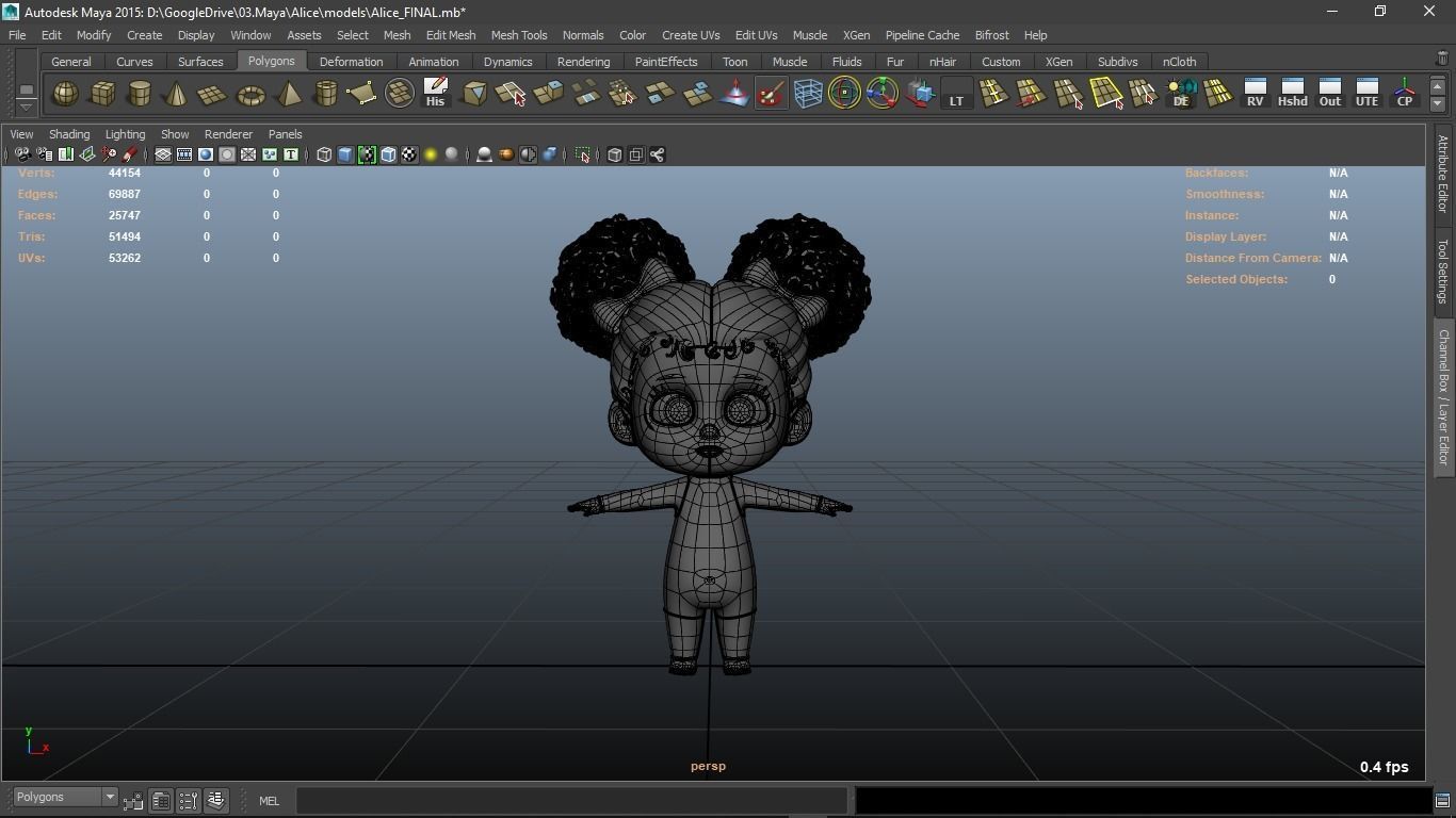 Alice cartoon girl character 3D model_4