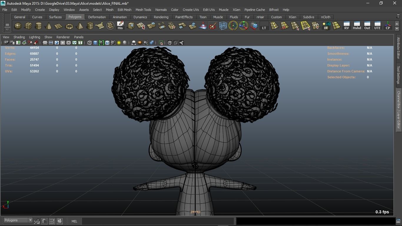 Alice cartoon girl character 3D model_16