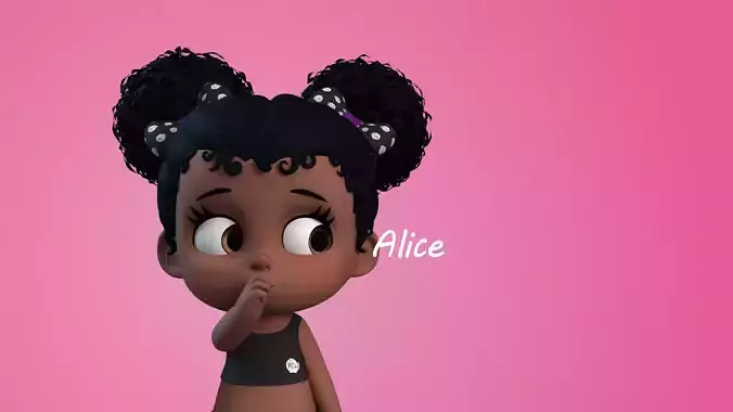 Alice cartoon girl character 3D model