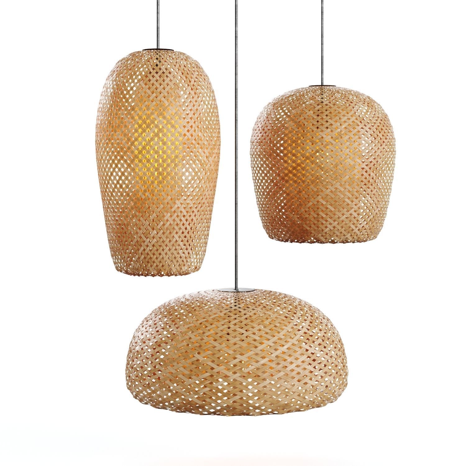 Rattan pendant light 3D model_8