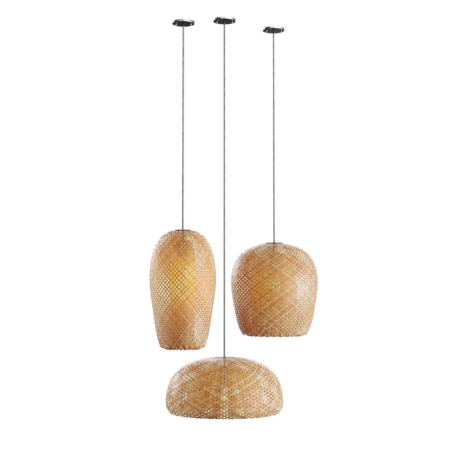 Rattan pendant light 3D model_6