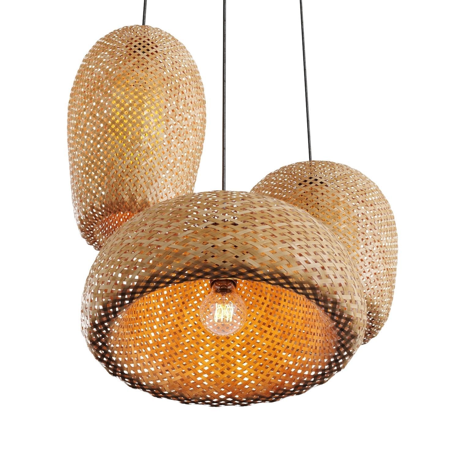 Rattan pendant light 3D model_1