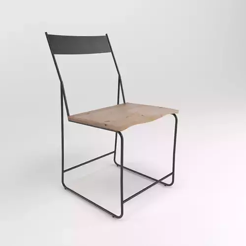 CHAIR with metal frame and wood seat