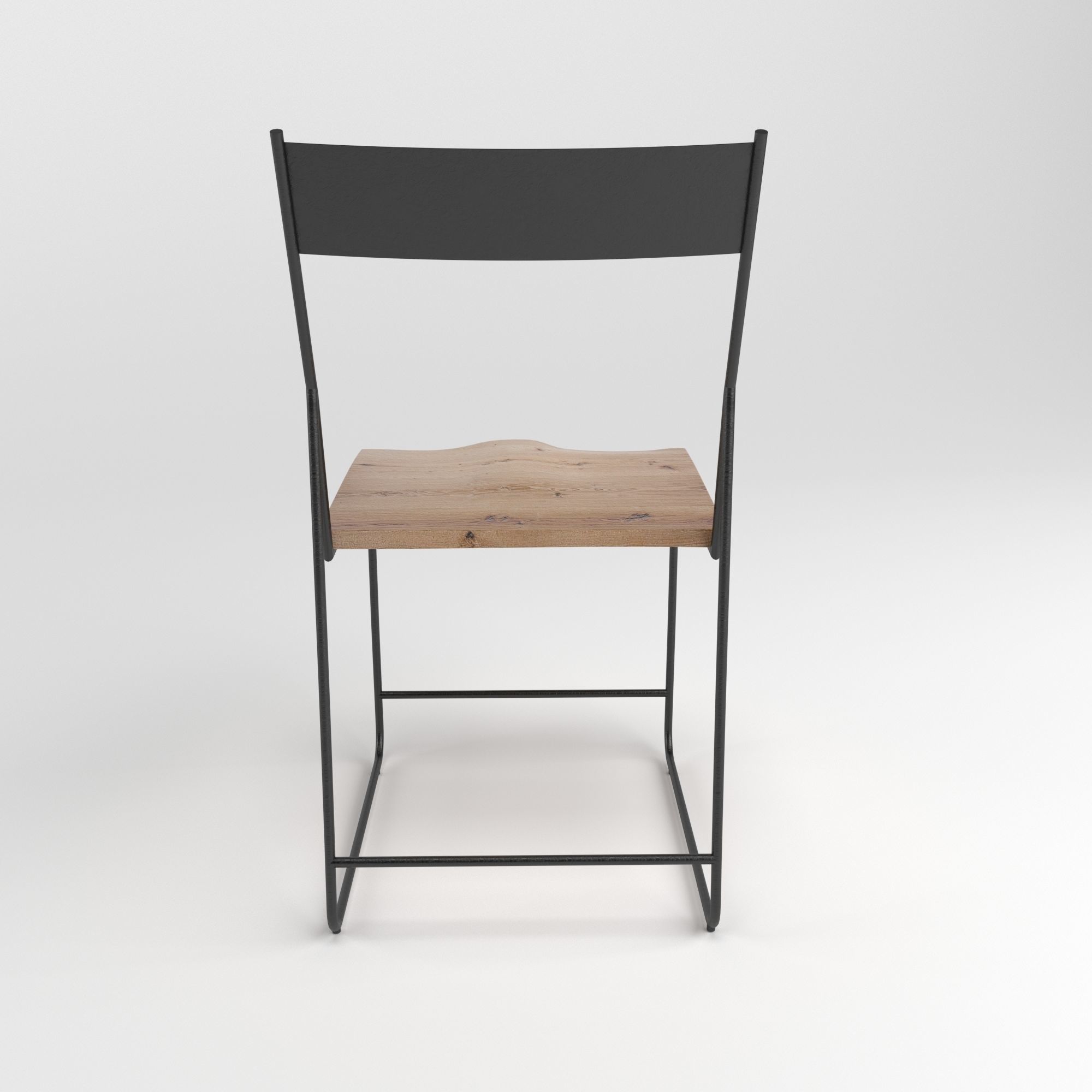 CHAIR with metal frame and wood seat 3D model_4