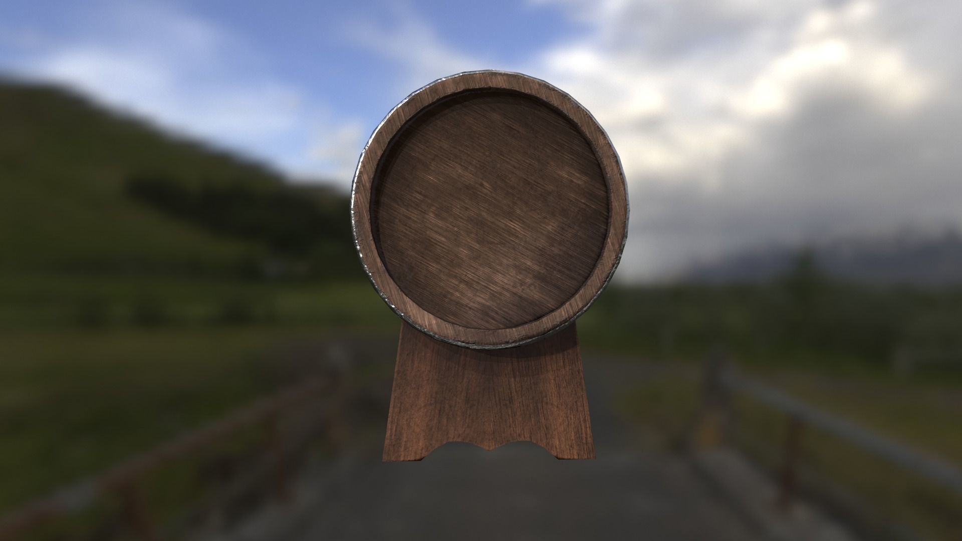 Wine barrel with crane low poly game-ready FBX OBJ BLEND GLB Low-poly 3D model_4