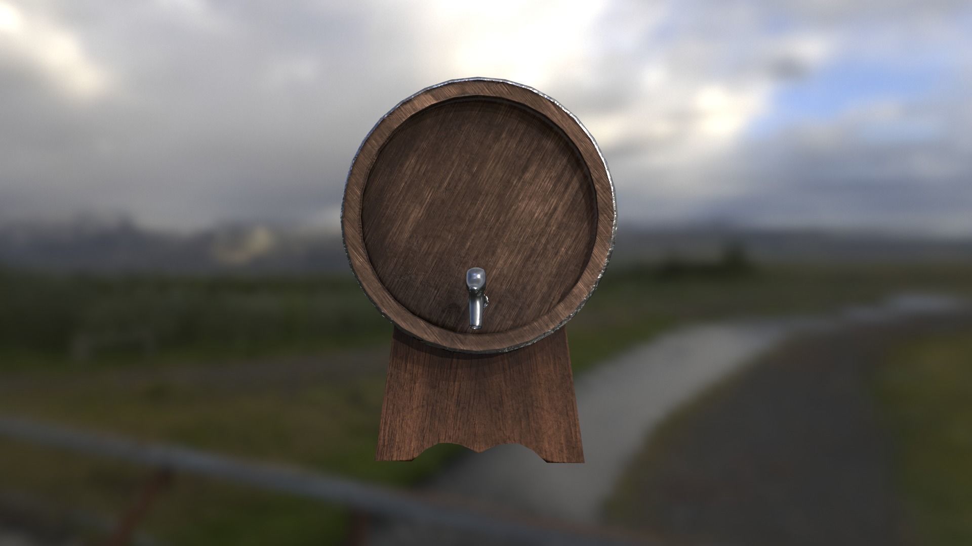 Wine barrel with crane low poly game-ready FBX OBJ BLEND GLB Low-poly 3D model_3