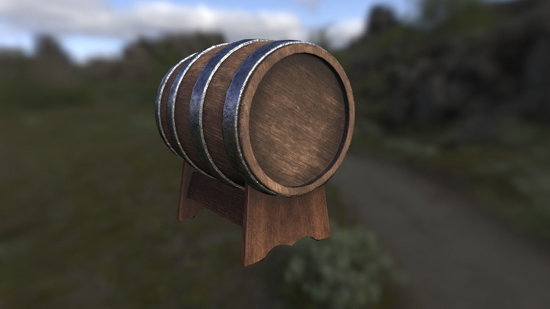 Wine barrel with crane low poly game-ready FBX OBJ BLEND GLB Low-poly 3D model_7