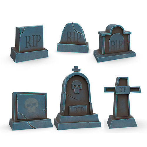 Cartoon stylized graves pack Low-poly 3D model