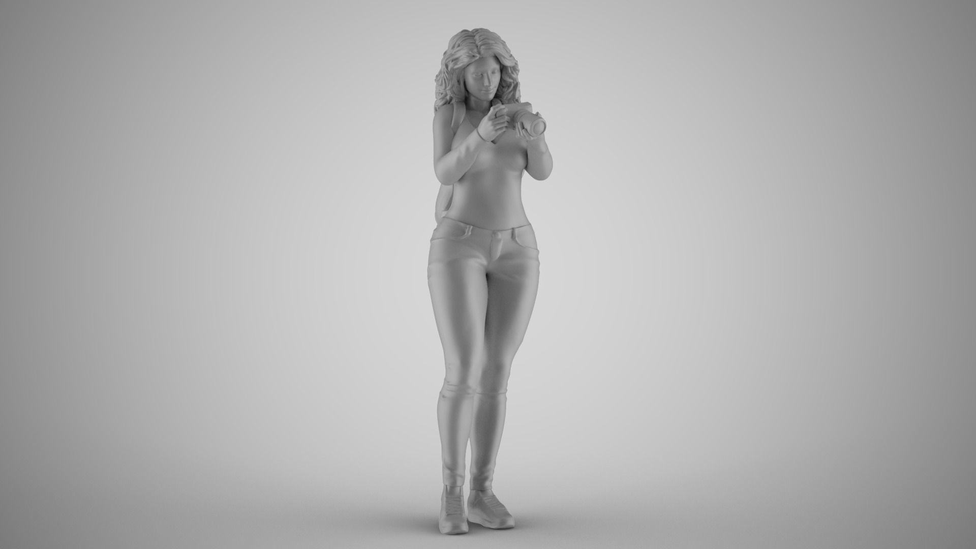 Girl Finding Best Angle 3D print model_3