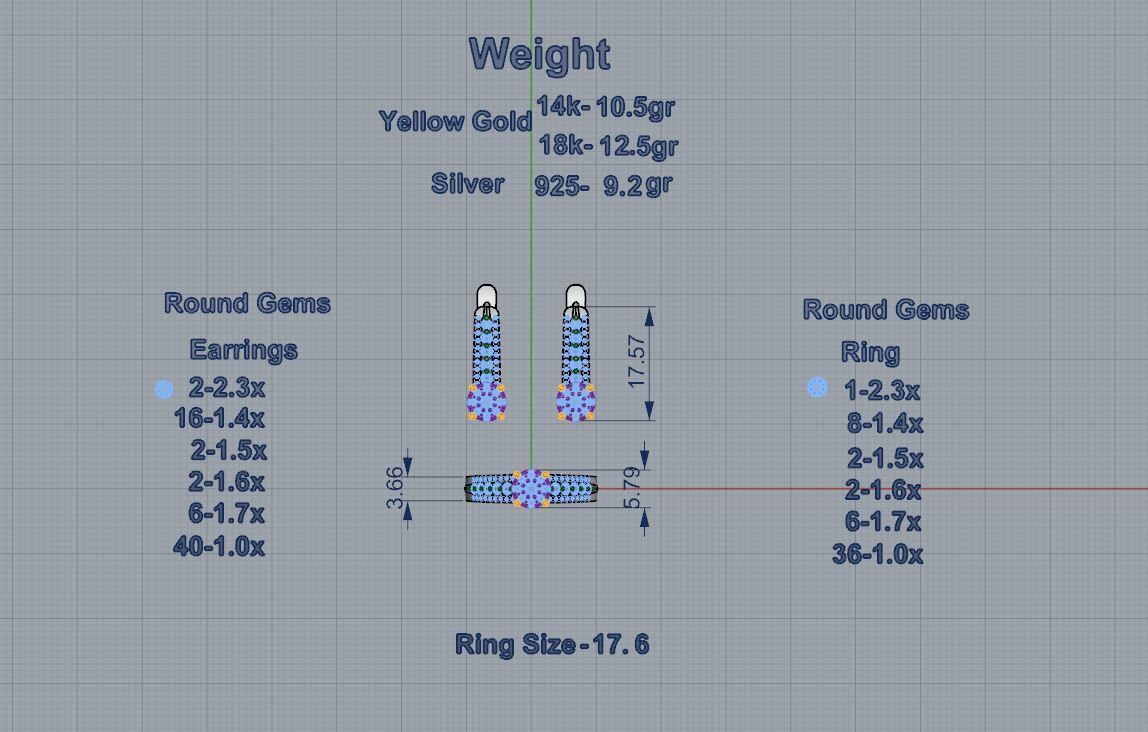 Ring and Earrings 164 3D print model_3