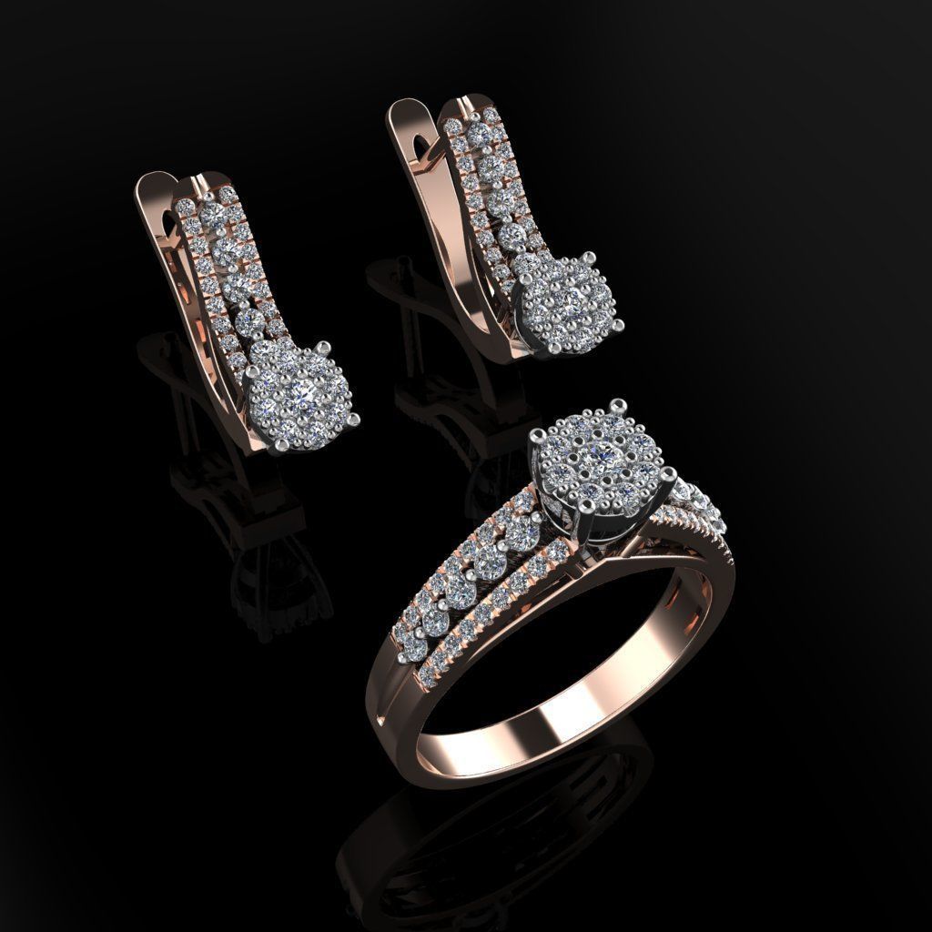 Ring and Earrings 164 3D print model_2